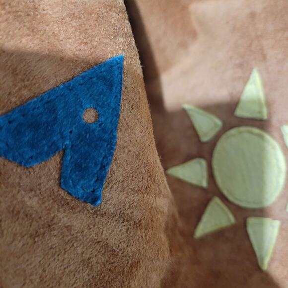 Vintage Eagles Eye Suede Skirt Brown Embroidered Straight Column Camel Size 2 XS - Picture 14 of 15